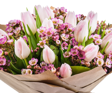 Sparkling pink tulip bouquet view 2