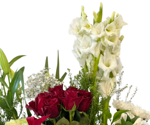 Mixed Red Flowers Basket view 2