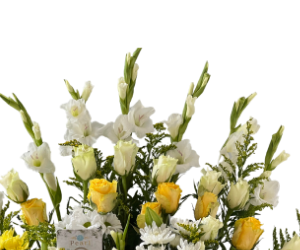 White and Yellow Flowers Basket view 2