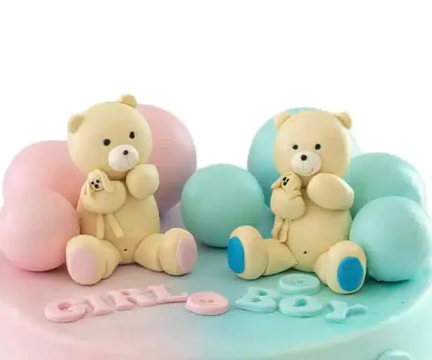 2 Bears gender reveal cake view 4