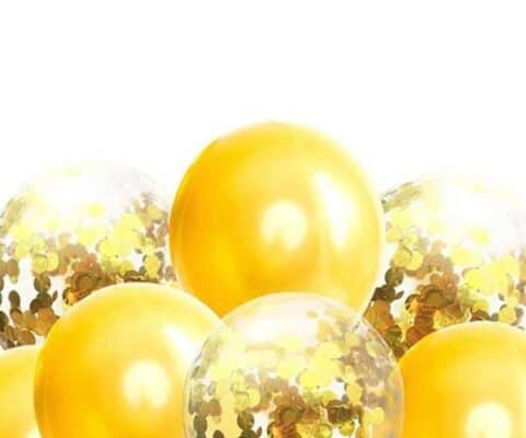 5 ballons yellow and gold view 2