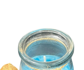 blue candle in jar 1pc view 2