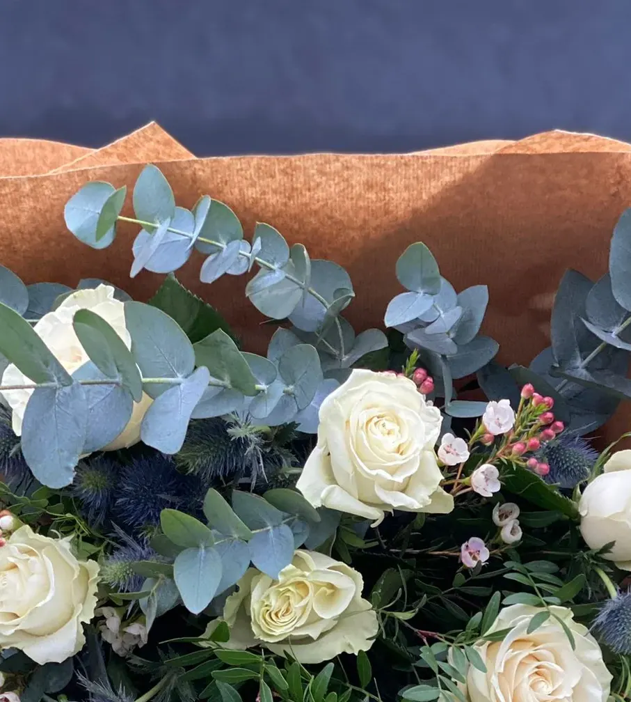 Classic White Rose Bouquet view 2