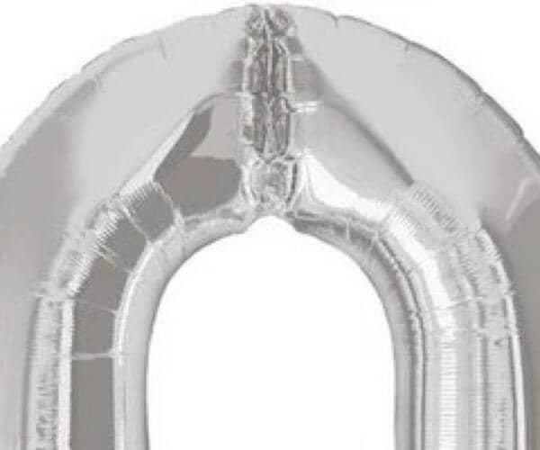 Silver Number Zero Helium Balloon - 5252 view 2
