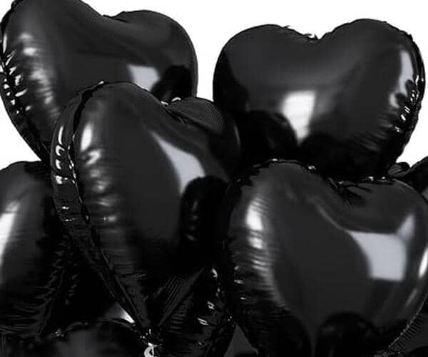 9 Black Heart Shaped Helium Foil Balloon Set 6225 view 2