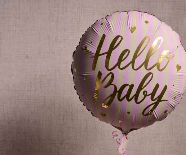 Pink Rose and Chocolate Leather Basket with Hello Baby foil balloon 6186 view 4