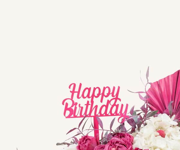 Happy Birthday Fuchsia Flower Cake view 10