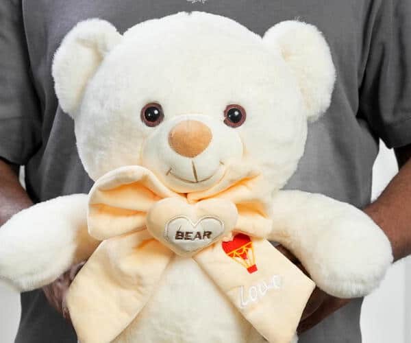 Off White Love Bow Teddy Bear 7486 view 2