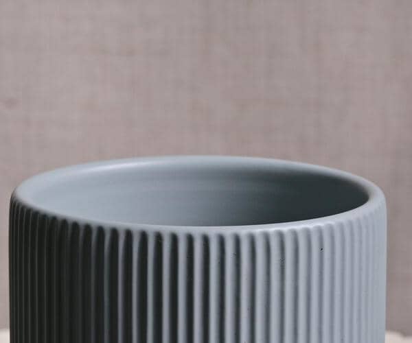 Ribbed Blue Ceramic Vase 6615 view 2