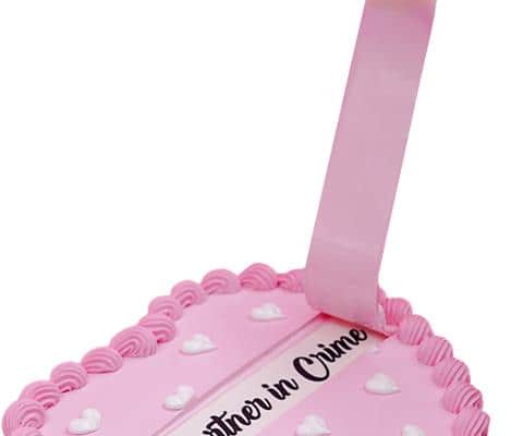 Pink Heart Peel off Cake (Message - Partner in Crime!) view 2