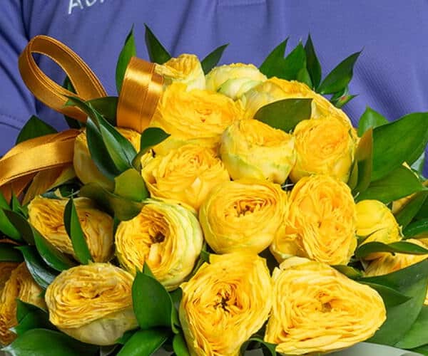 Yellow Peony Roses In A Box -1566 view 2