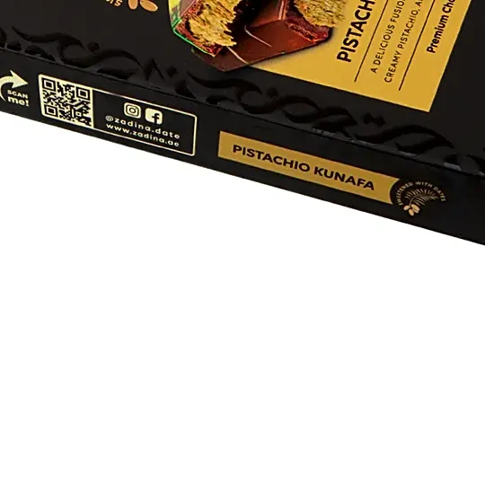 Date Sweetened Pistachio Kunafa Chocolate Bar - 195g view 3