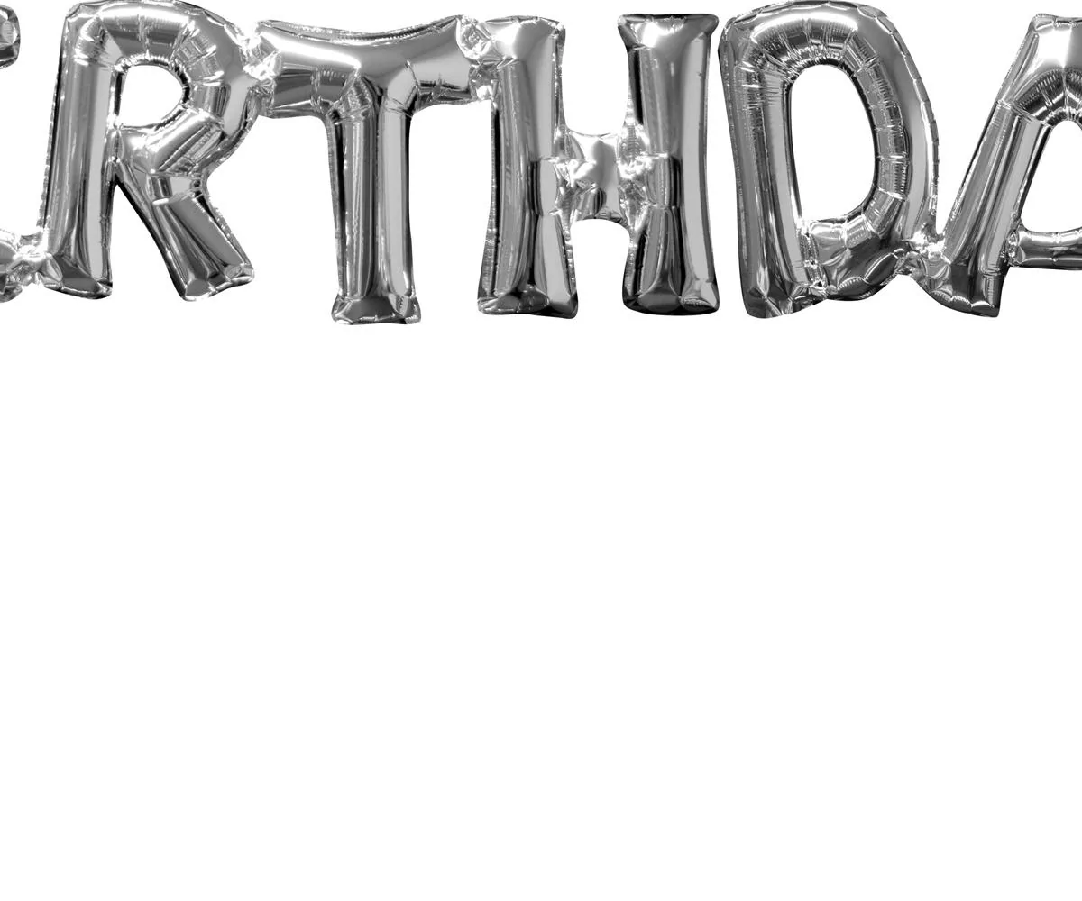 Happy birthday Silver Phrase Foil Balloon view 3