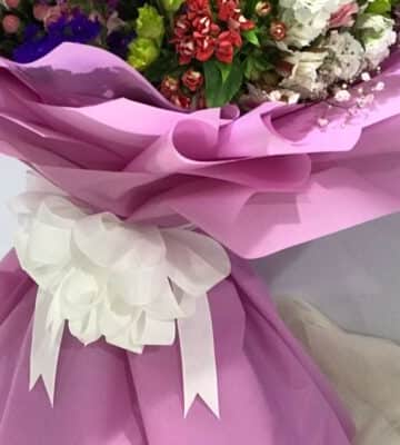 Mixed bouquet with light purple wrapper N view 3