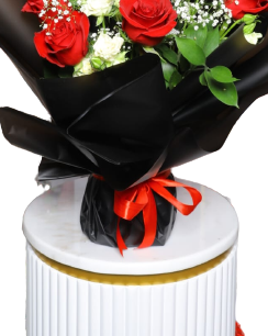 A bouquet of red and white roses view 3
