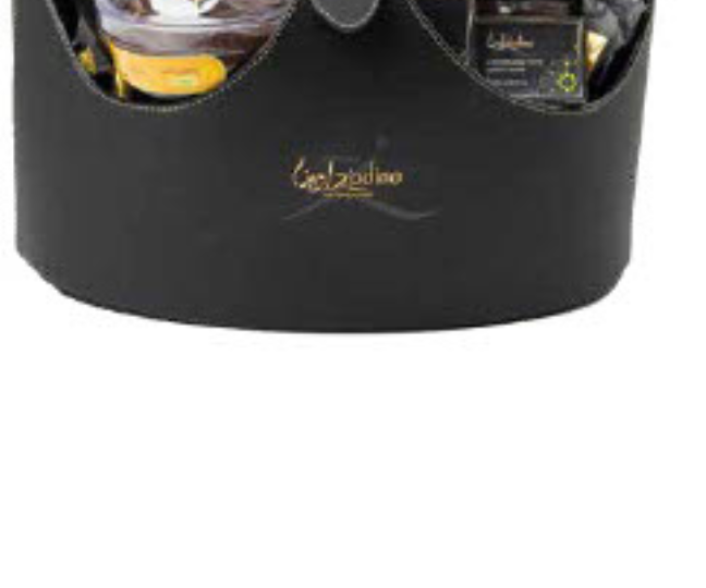 black camel leather hamper view 3