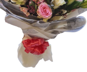 A bouquet of white and pink roses view 3