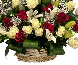 Red and White Flowers Basket Collection view 3