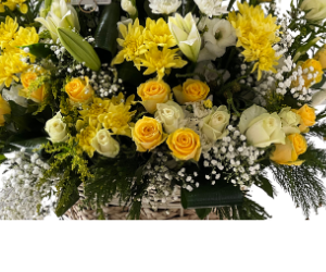 White and Yellow Flowers Basket view 3