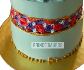 Blue Cream Cake with Roses view 3