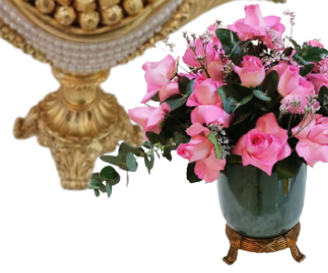 tray chocolate mix 7 with pink roses vase3 view 3