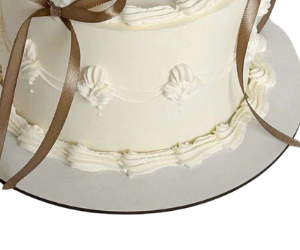 Birthday cake with brown ribbon view 3