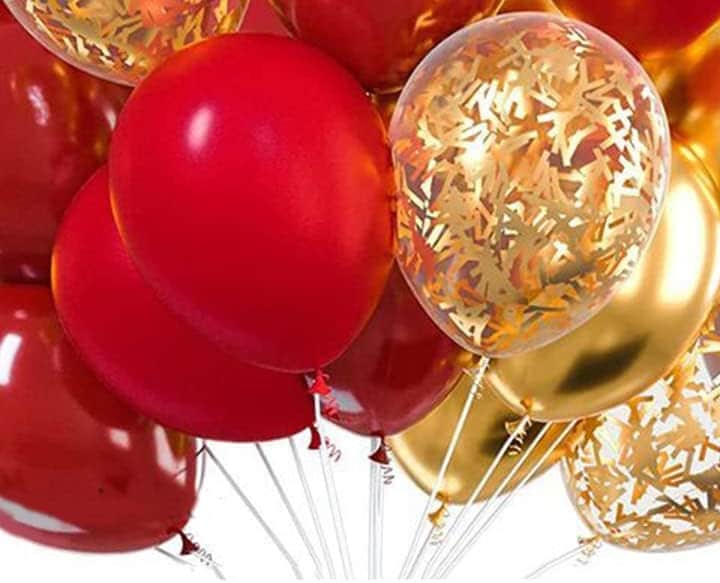 5 ballons red and gold view 3