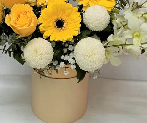 BA005 Roses, Gerbera and Orchid Box Arrangement view 3