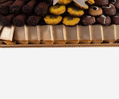 Mixed chocolate and petit four tray view 3