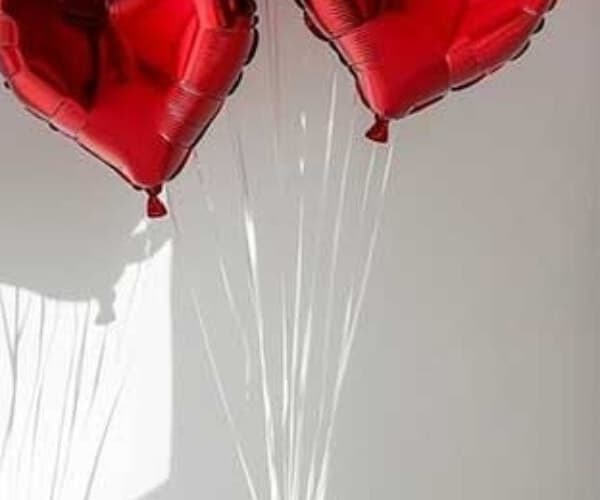 Love in the Air – 5 Red Heart Foil Balloons view 3