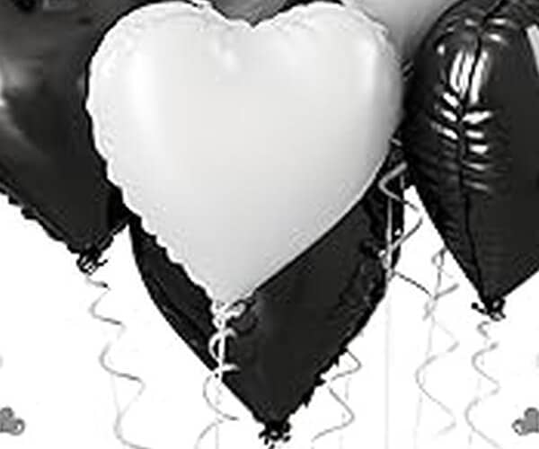 9 Black and White Heart Shaped Helium Foil Balloon Set 6226 view 3