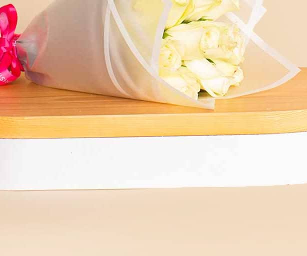 White Hand Bouquet 15 Roses view 3