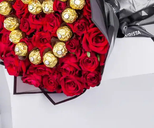Luxury Gift: Red Roses with Ferrero Chocolates view 3