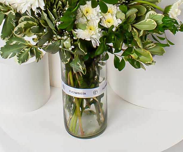 Whisper of White – Gerbera & Caranthantum Vase view 3