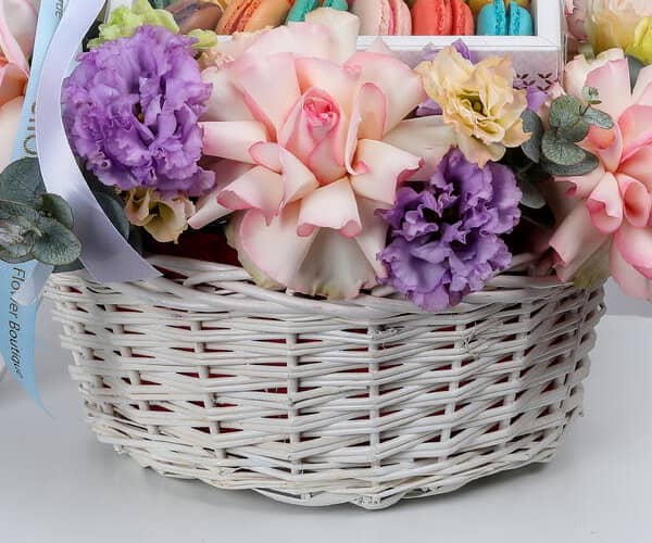 Sweet Macaron Bloom Flower Basket 7285 view 7