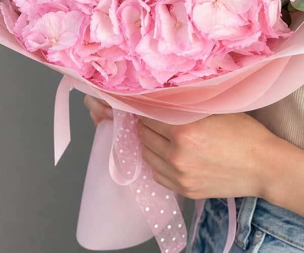 Blush Serenity: Pink Hydrangea Bouquet-19743 view 3