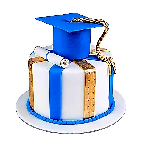 Blue Graduation Cake view 1