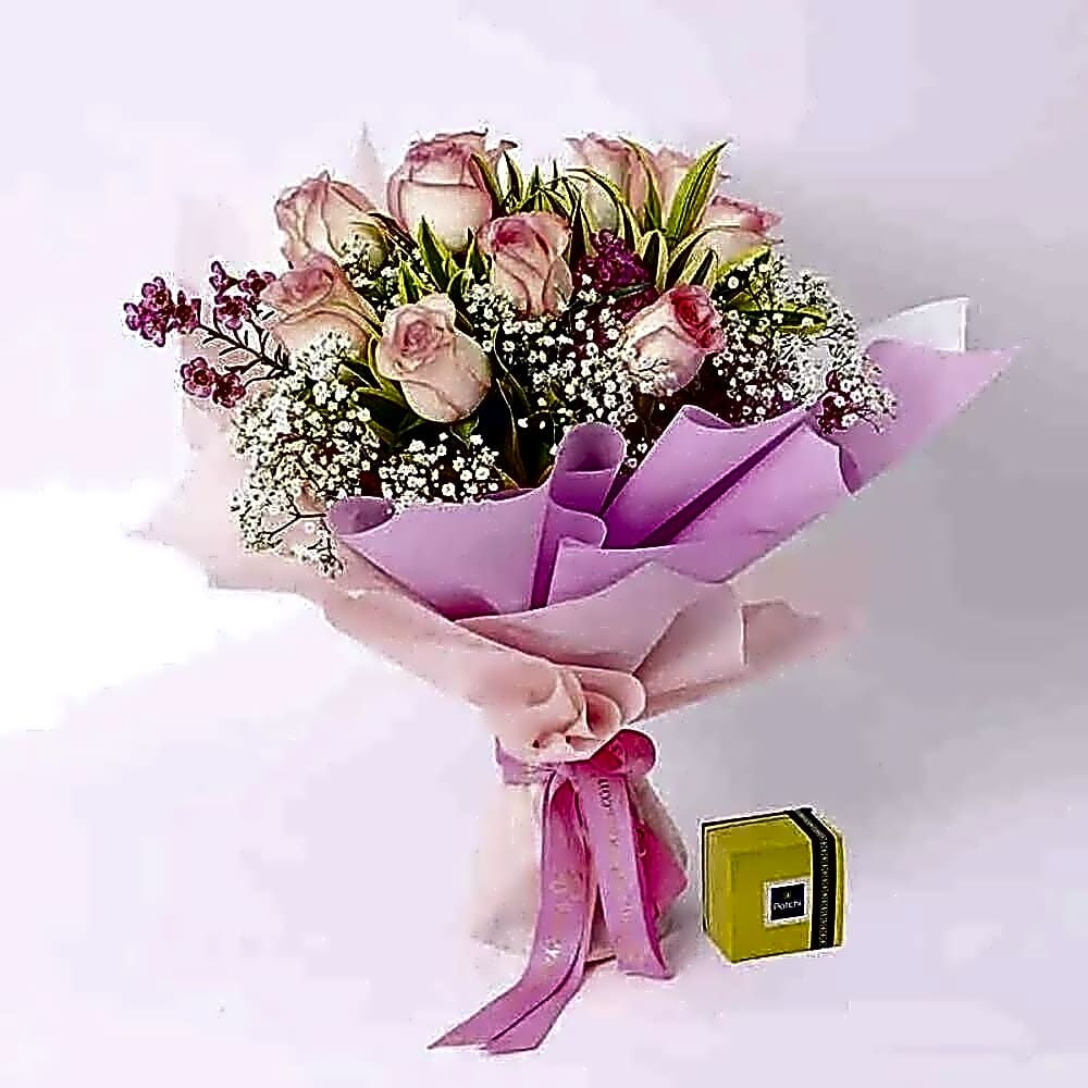 Dual Beauty 11 Roses and Deluxe Patchi Chocolates view 1