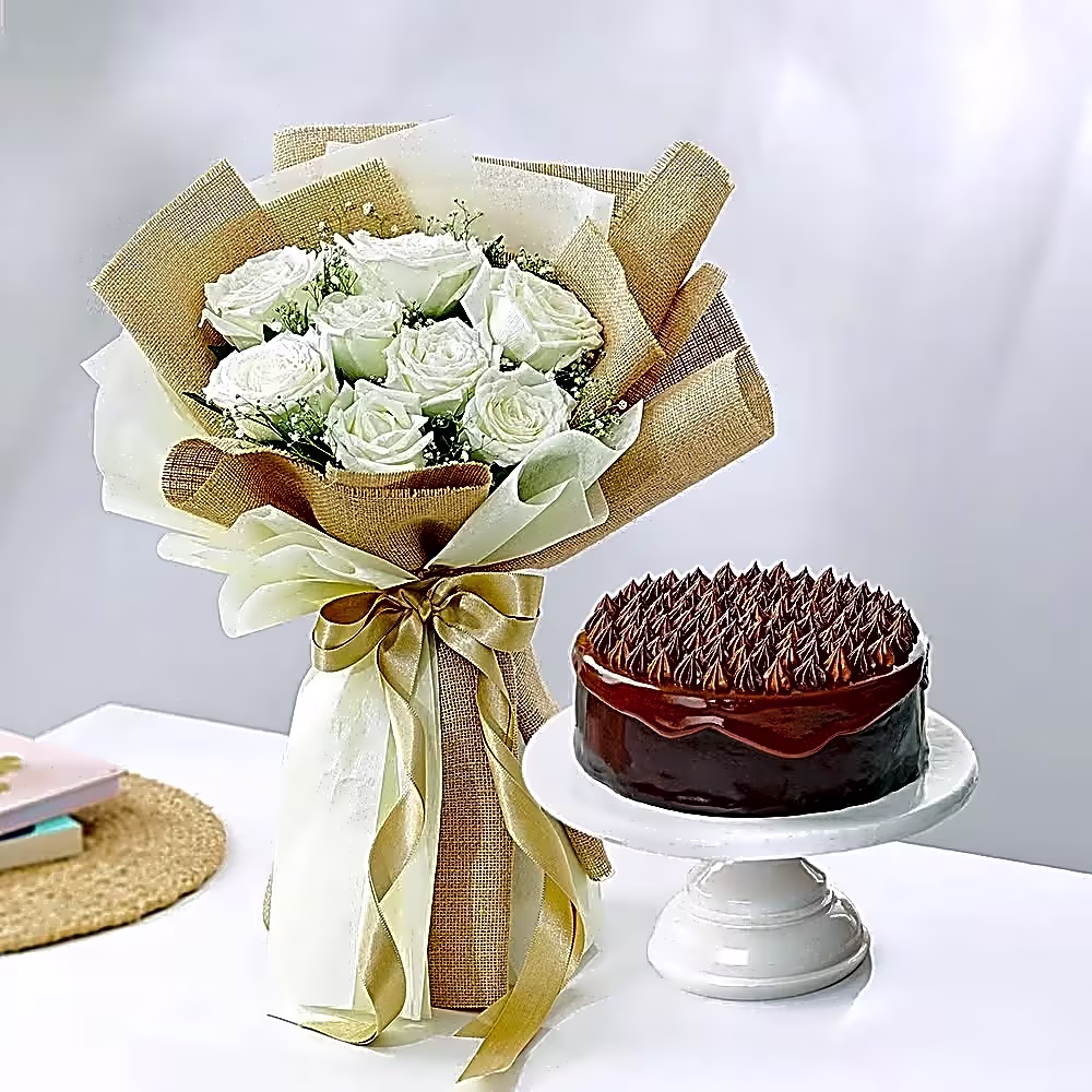 Serene Bouquet And Chocolate Burst Combo view 1