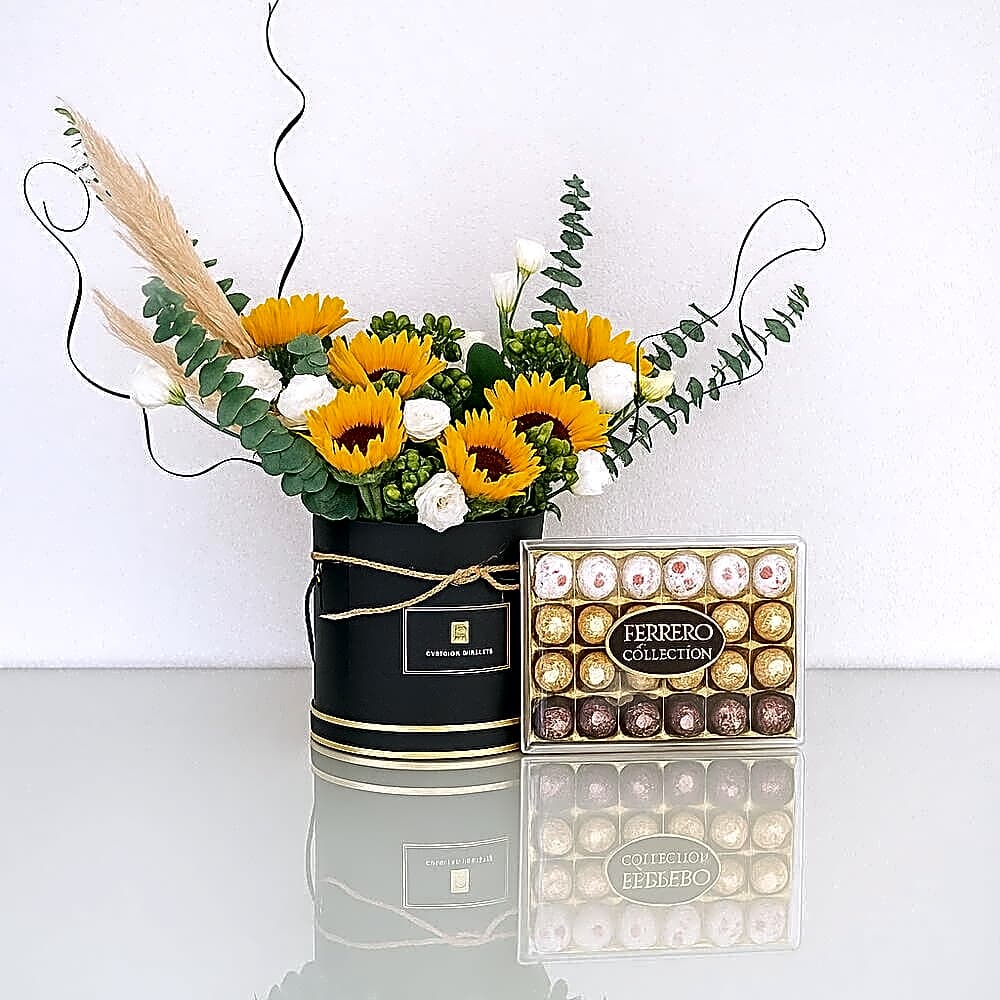 Sunflower Ferrero Rocher Gift Combo | Flowers with Chocolates