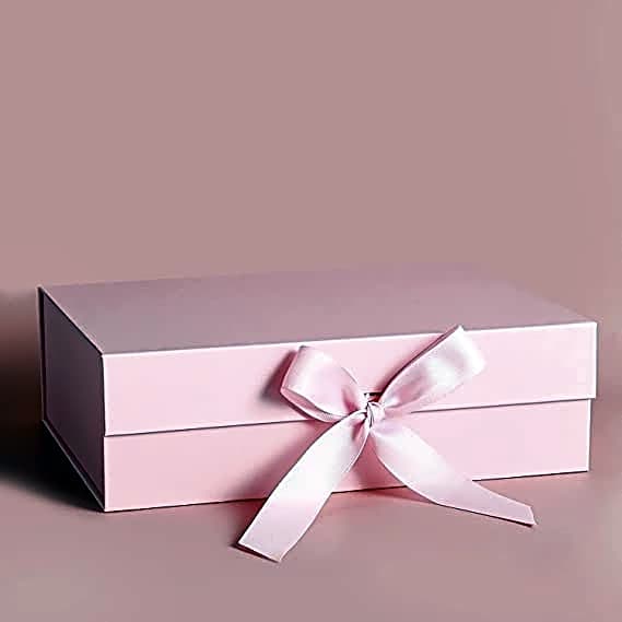 THMINS 2 Pack Gift Box 27×19×8cm Cardboard,Empty Large Gift Box for Women Surprise,Gift Card Boxes with Ribbons Foldable for Christmas Valentines Wedding Gifts Packaging view 1