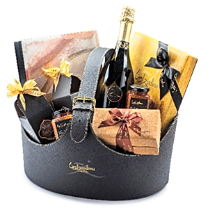 Camel leather Hamper view 1