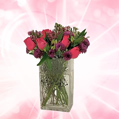A natural red rose vase view 1