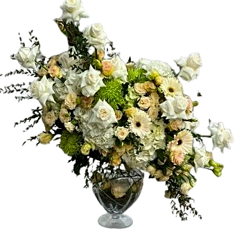 Cream and White Mix Flowers in Vase view 1