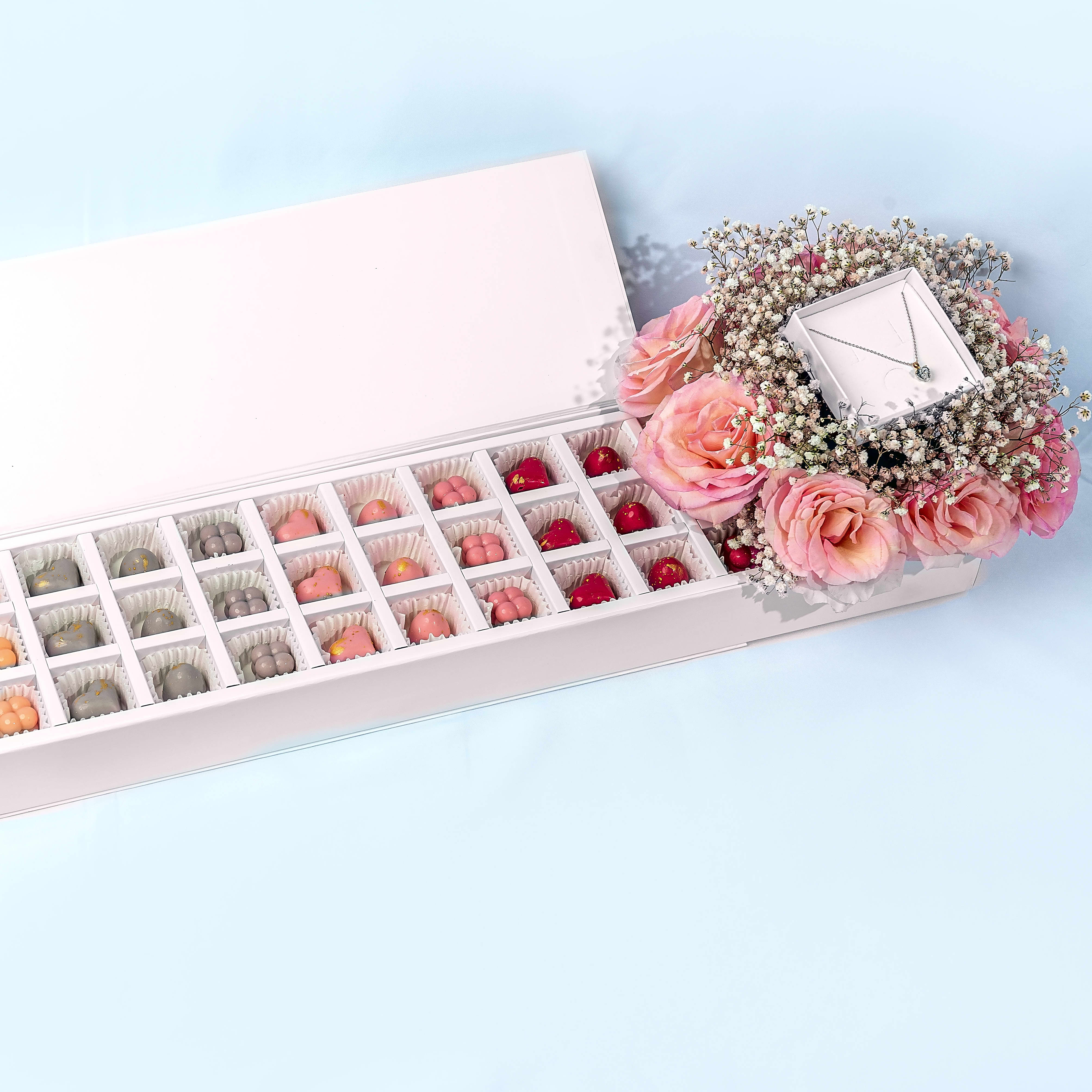Large Chocolate tray with Bouquet and Necklace by NJD view 1