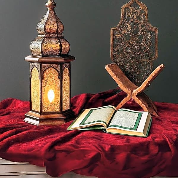 Ramadan metal &The Holy Quran&Wooden Quran holder view 1