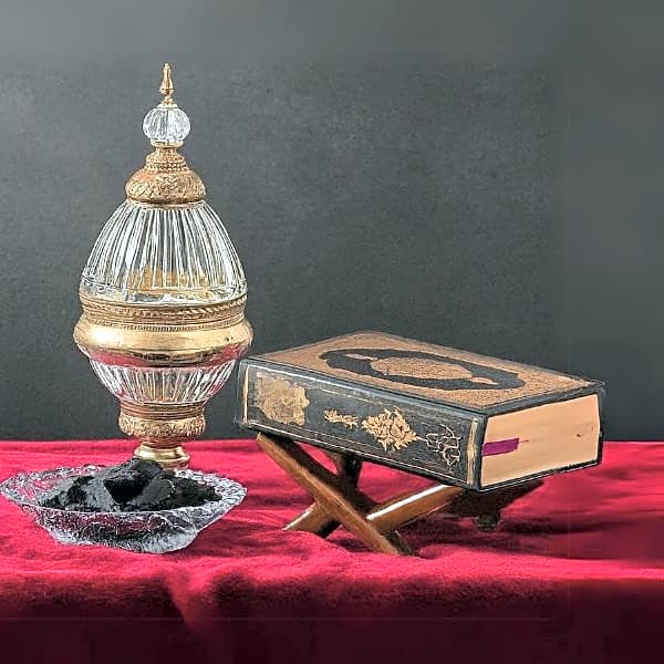The Holy Quran&Wooden Quran holder&laboratory&incense view 1