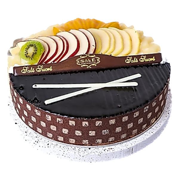 half cream half chocolate cake view 1