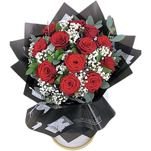 Red rose bouquet view 1