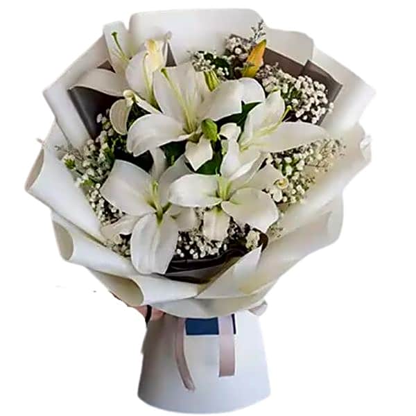 Charming White Lilies Bouquet Standard view 1